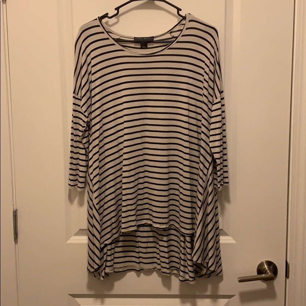 Black and Cream Hi Lo Long Sleeve Top